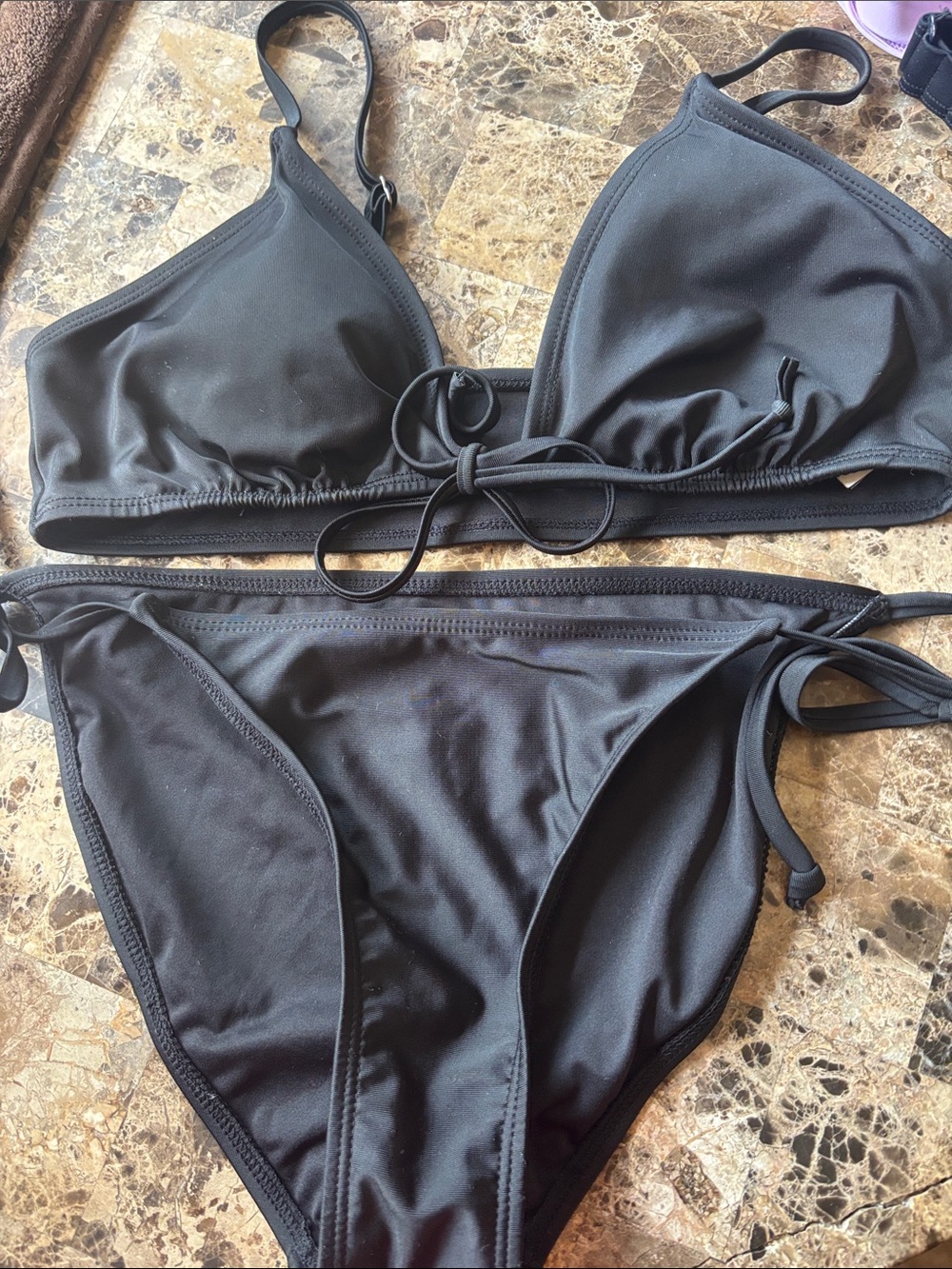 Aeropostale Black Triangle Tie Bikini Set